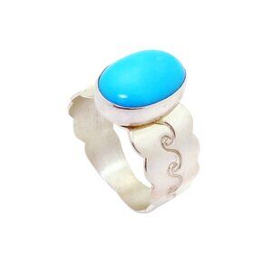 Jay King DTR 925 Sterling Silver Turquoise Cabochon Southwest Ring Size 9.5